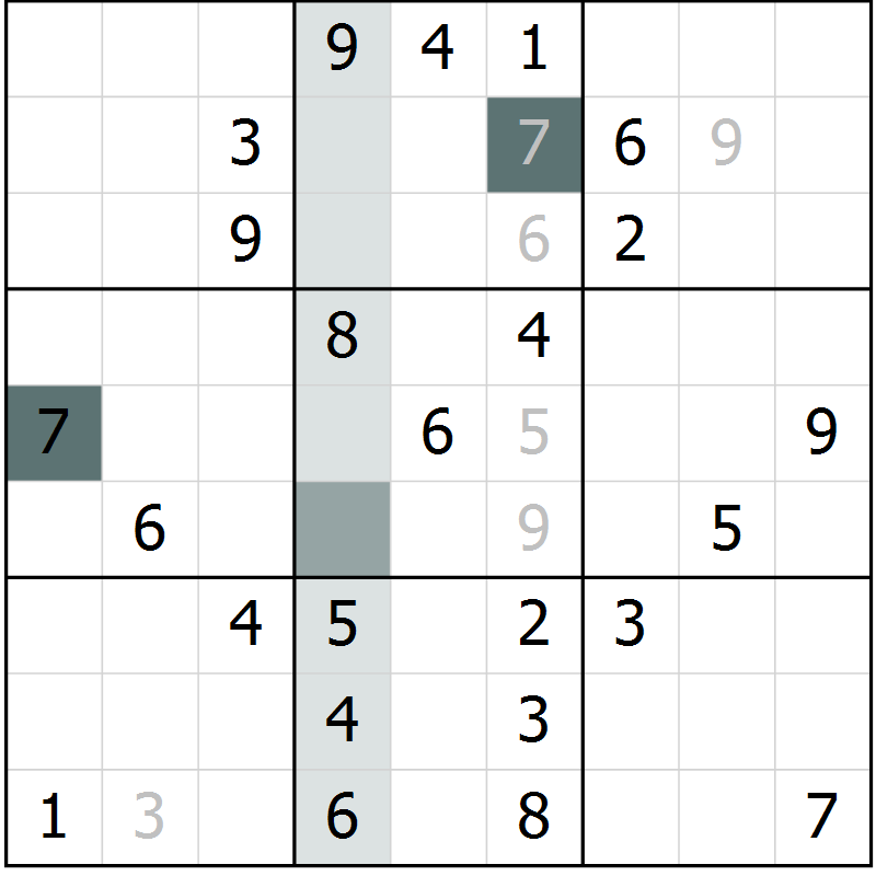 Position des candidats pour la solution de la Gr 75 page 78 du magazine de sudoku Extrême n° 042