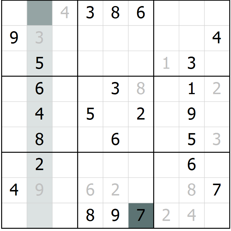 Position des candidats pour la solution de la Gr 76 page 79 du magazine de sudoku Extrême n° 042