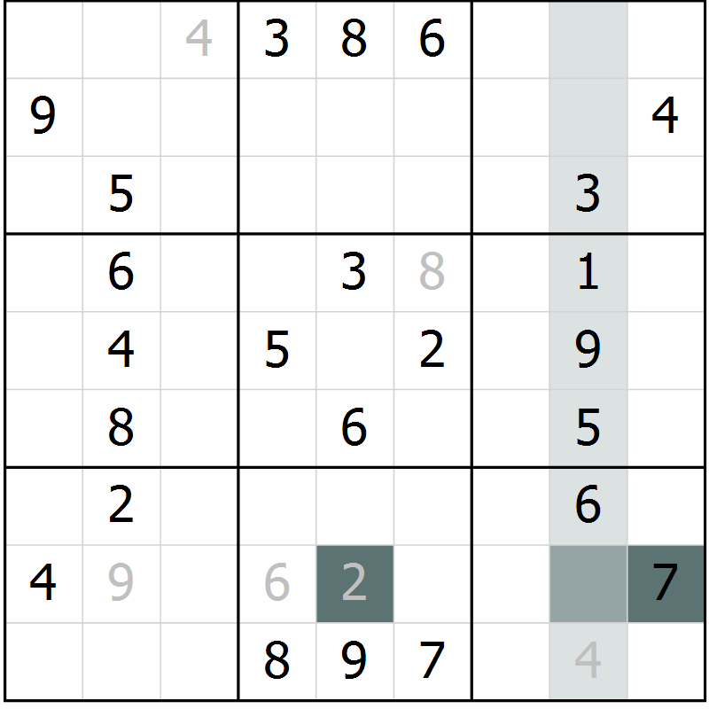 Position des candidats pour la solution de la Gr 76 page 79 du magazine de sudoku Extrême n° 042