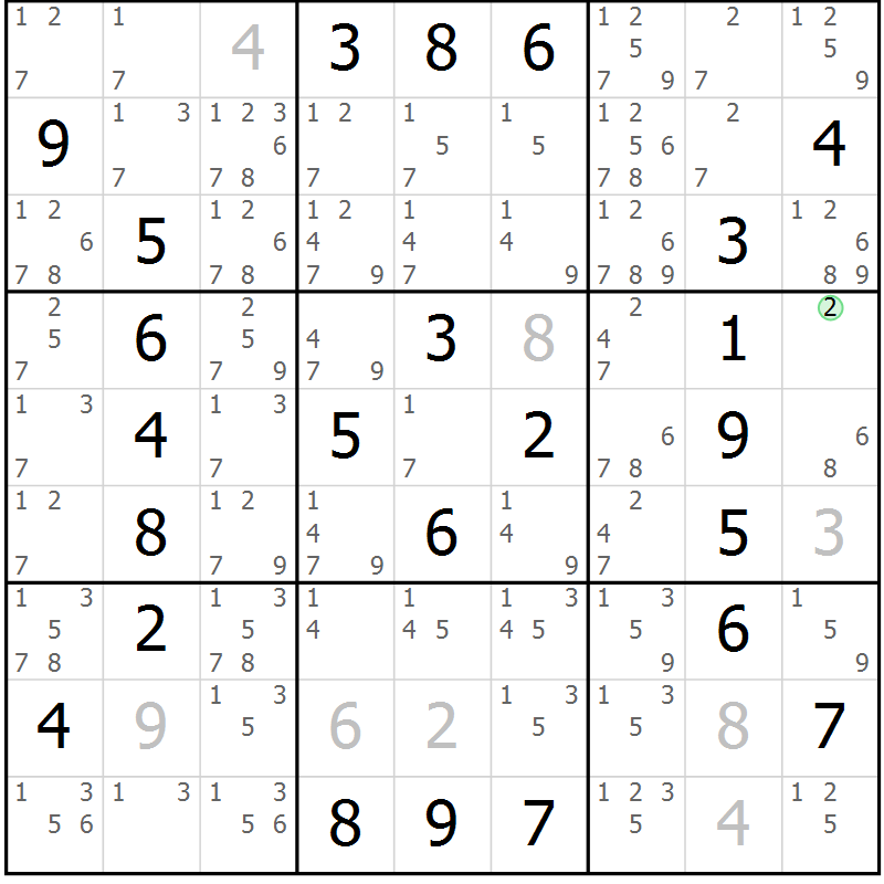 Position des candidats pour la solution de la Gr 76 page 79 du magazine de sudoku Extrême n° 042