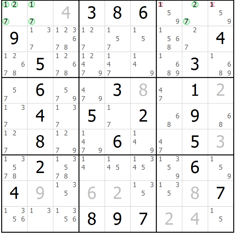 Position des candidats pour la solution de la Gr 76 page 79 du magazine de sudoku Extrême n° 042