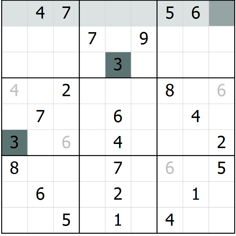 Position des candidats pour la solution de la Gr 77 page 80 du magazine de sudoku Extrême n° 042