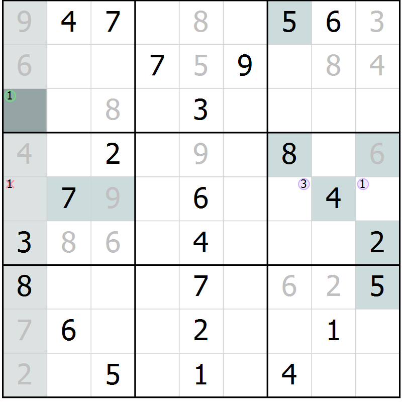 Position des candidats pour la solution de la Gr 77 page 80 du magazine de sudoku Extrême n° 042