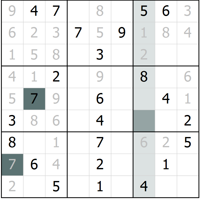 Position des candidats pour la solution de la Gr 77 page 80 du magazine de sudoku Extrême n° 042