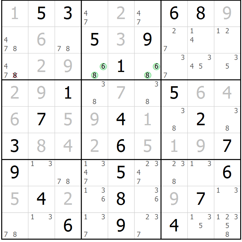 Position des candidats pour la solution de la Gr 78 page 81 du magazine de sudoku Extrême n° 042