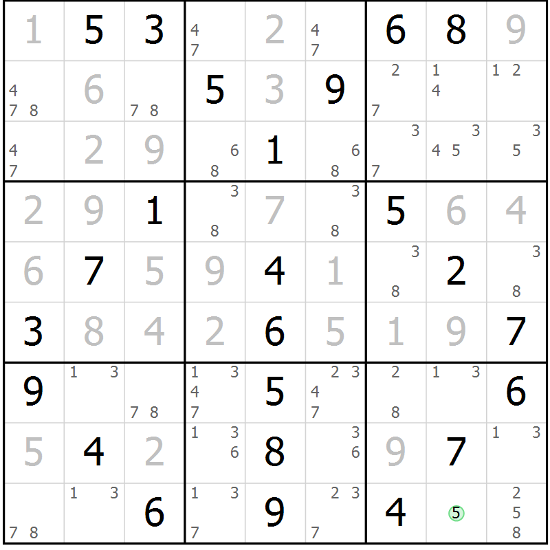 Position des candidats pour la solution de la Gr 78 page 81 du magazine de sudoku Extrême n° 042
