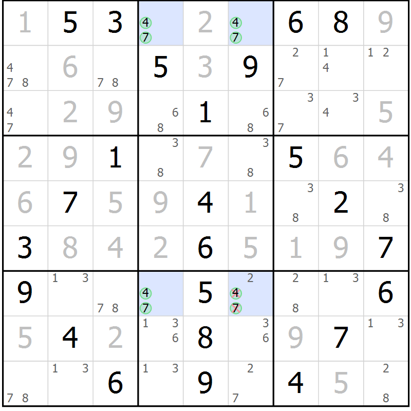 Position des candidats pour la solution de la Gr 78 page 81 du magazine de sudoku Extrême n° 042