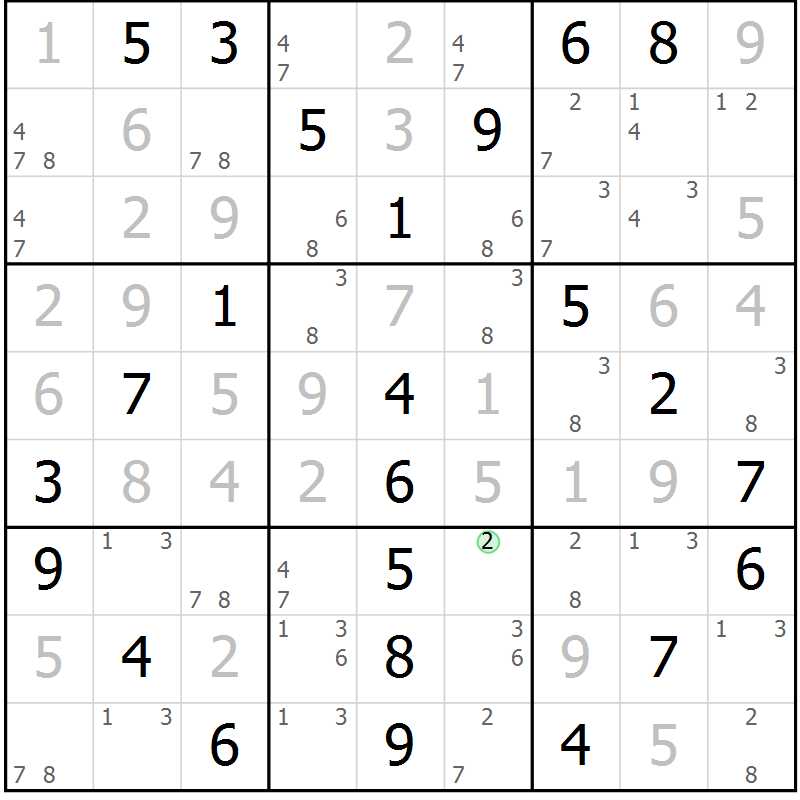 Position des candidats pour la solution de la Gr 78 page 81 du magazine de sudoku Extrême n° 042