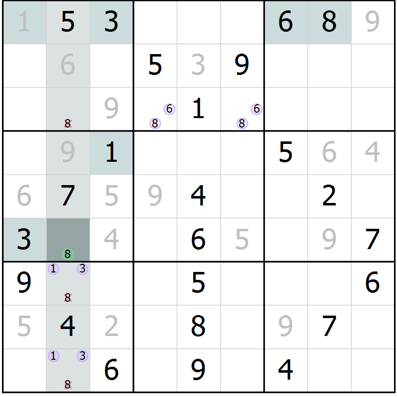 Position des candidats pour la solution de la Gr 78 page 81 du magazine de sudoku Extrême n° 042