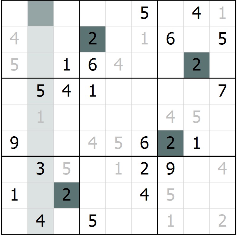 Position des candidats pour la solution de la Gr 79 page 82 du magazine de sudoku Extrême n° 042
