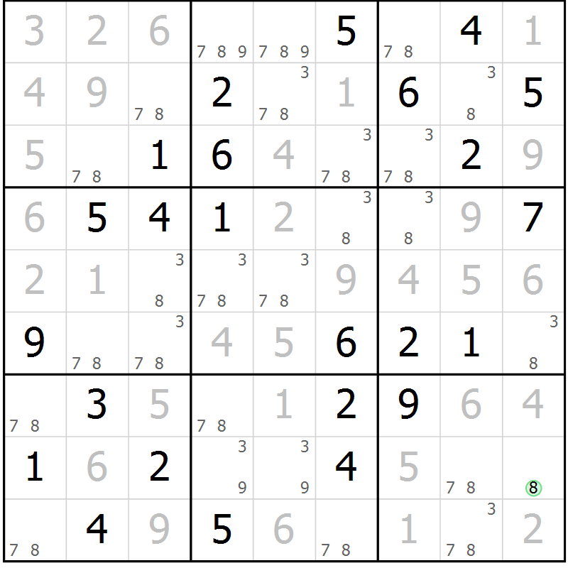 Position des candidats pour la solution de la Gr 79 page 82 du magazine de sudoku Extrême n° 042