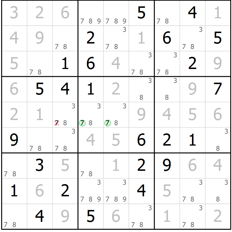 Position des candidats pour la solution de la Gr 79 page 82 du magazine de sudoku Extrême n° 042