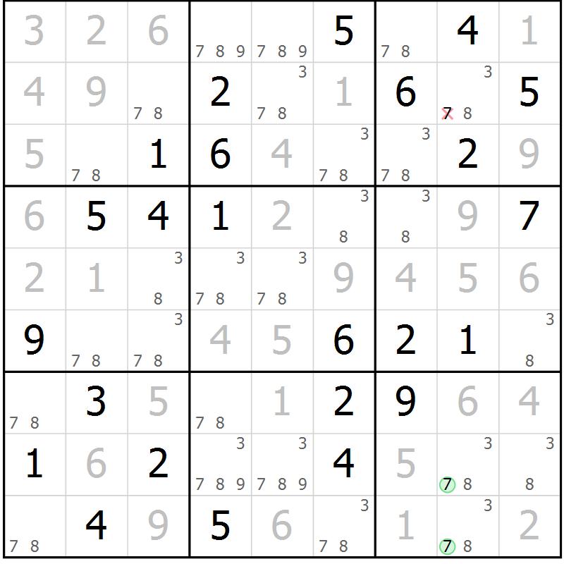 Position des candidats pour la solution de la Gr 79 page 82 du magazine de sudoku Extrême n° 042