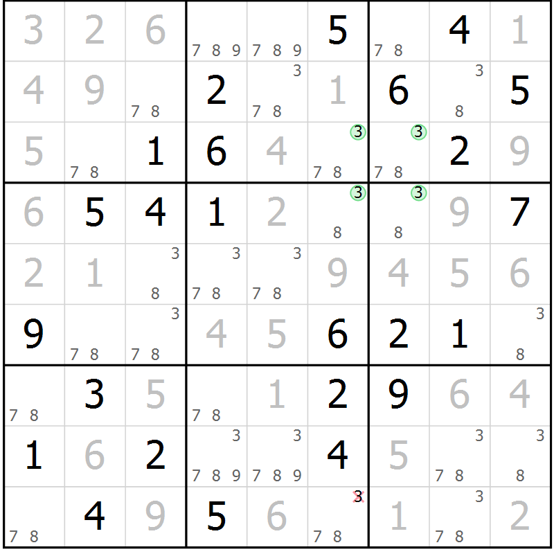 Position des candidats pour la solution de la Gr 79 page 82 du magazine de sudoku Extrême n° 042