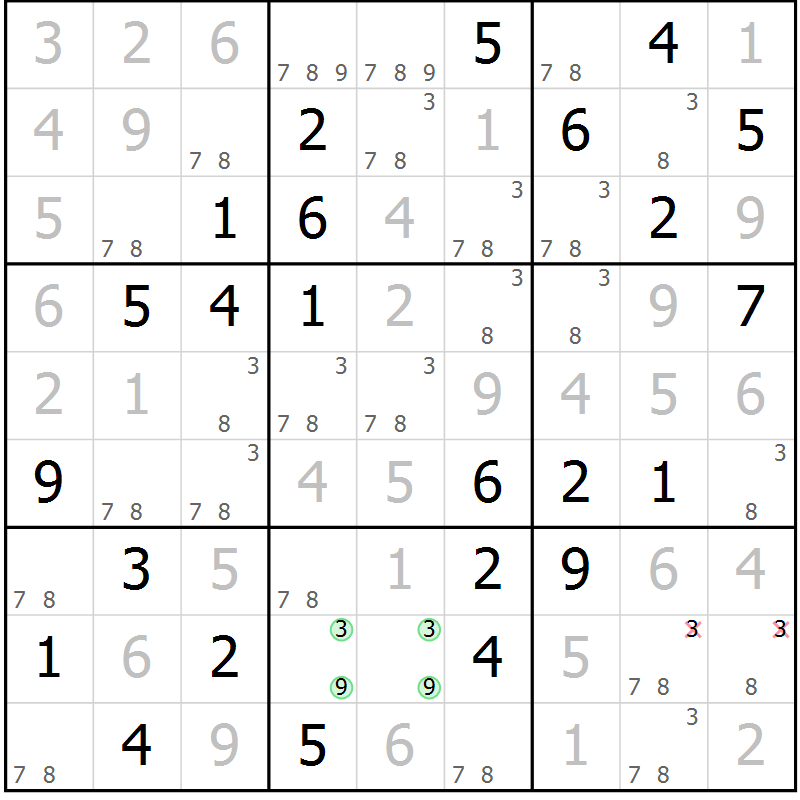 Position des candidats pour la solution de la Gr 79 page 82 du magazine de sudoku Extrême n° 042