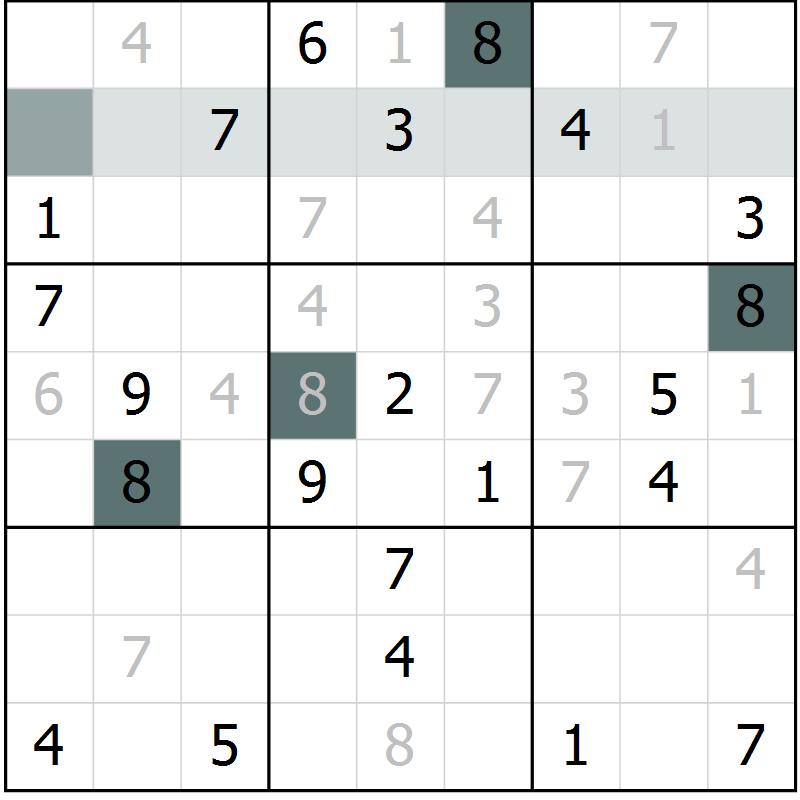 Position des candidats pour la solution de la Gr 8 page 11 du magazine de sudoku Extrême n° 042