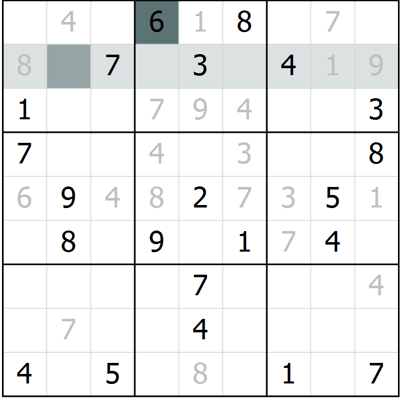 Position des candidats pour la solution de la Gr 8 page 11 du magazine de sudoku Extrême n° 042