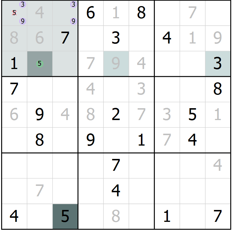 Position des candidats pour la solution de la Gr 8 page 11 du magazine de sudoku Extrême n° 042