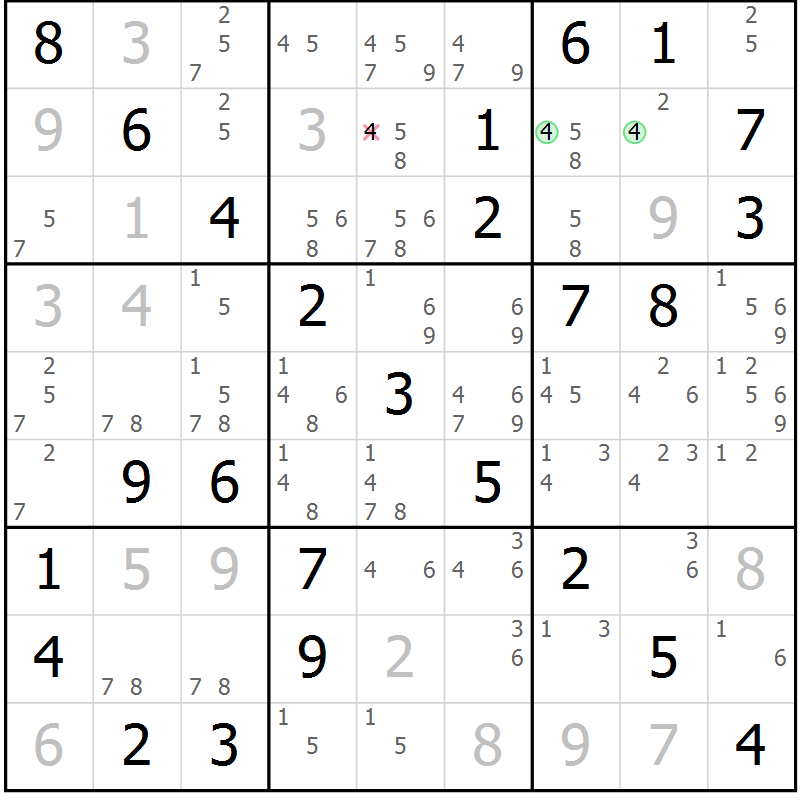 Position des candidats pour la solution de la Gr 80 page 83 du magazine de sudoku Extrême n° 042