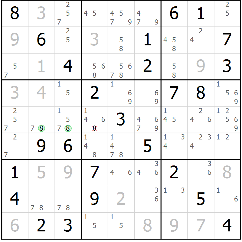 Position des candidats pour la solution de la Gr 80 page 83 du magazine de sudoku Extrême n° 042