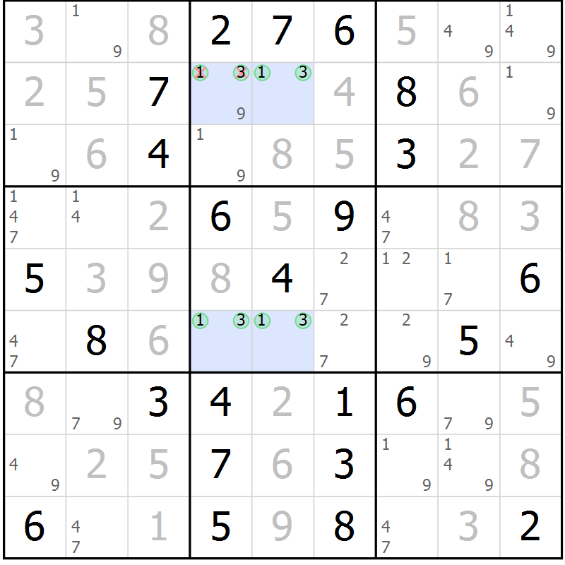 Position des candidats pour la solution de la Gr 81 page 84 du magazine de sudoku Extrême n° 042