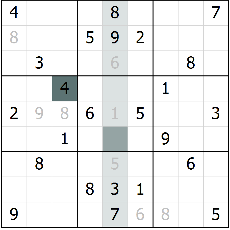 Position des candidats pour la solution de la Gr 82 page 85 du magazine de sudoku Extrême n° 042