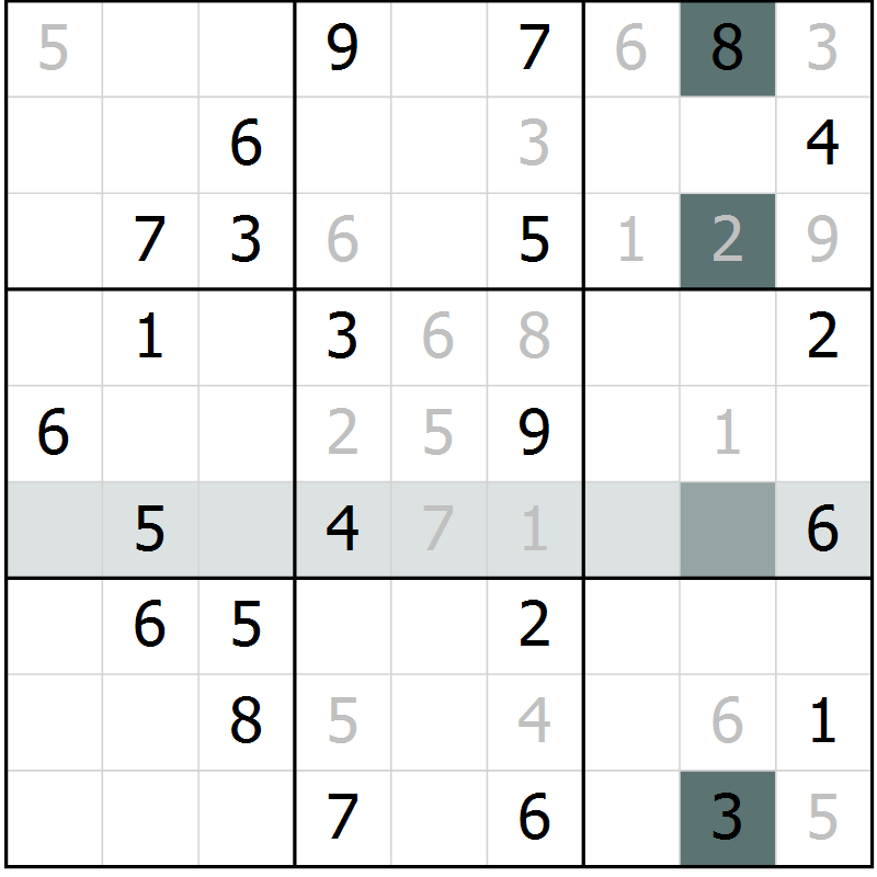 Position des candidats pour la solution de la Gr 83 page 86 du magazine de sudoku Extrême n° 042