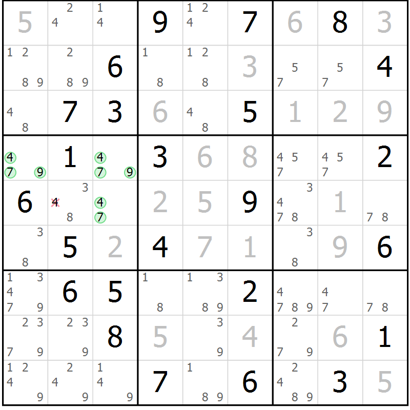 Position des candidats pour la solution de la Gr 83 page 86 du magazine de sudoku Extrême n° 042