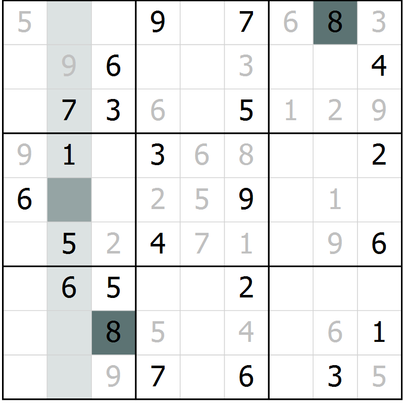 Position des candidats pour la solution de la Gr 83 page 86 du magazine de sudoku Extrême n° 042