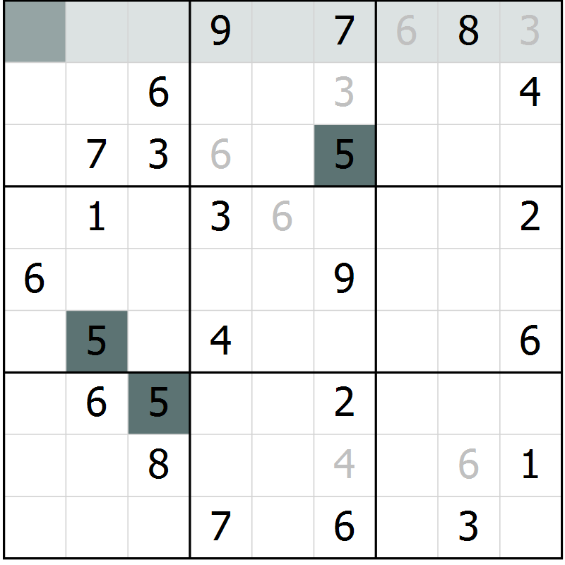 Position des candidats pour la solution de la Gr 83 page 86 du magazine de sudoku Extrême n° 042