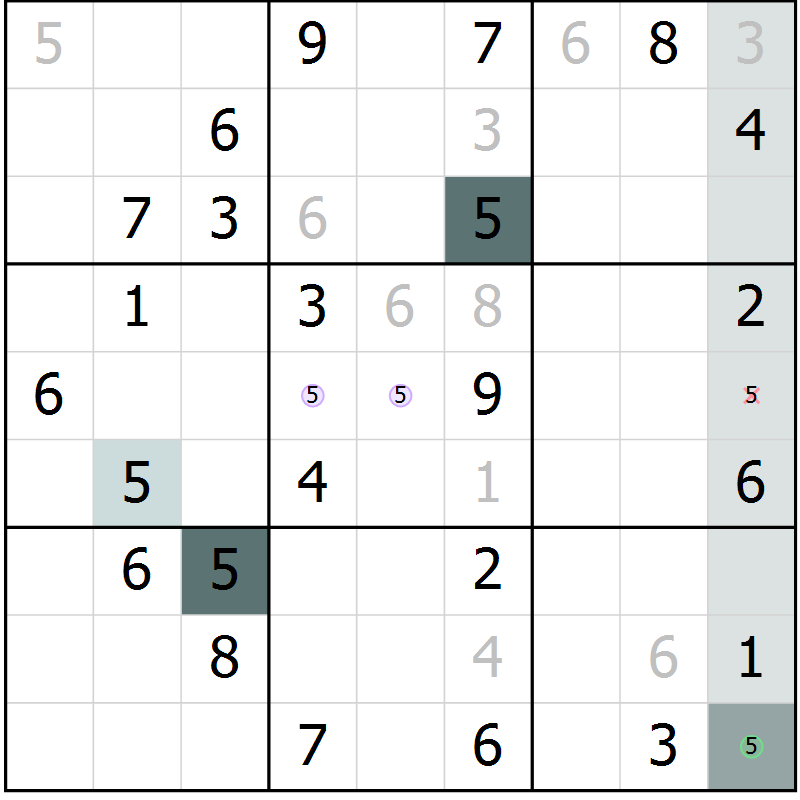 Position des candidats pour la solution de la Gr 83 page 86 du magazine de sudoku Extrême n° 042