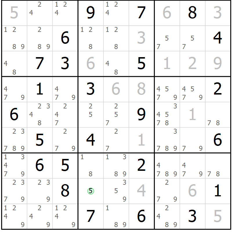 Position des candidats pour la solution de la Gr 83 page 86 du magazine de sudoku Extrême n° 042
