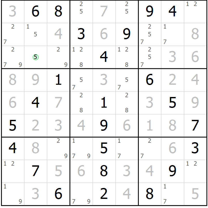 Position des candidats pour la solution de la Gr 84 page 87 du magazine de sudoku Extrême n° 042