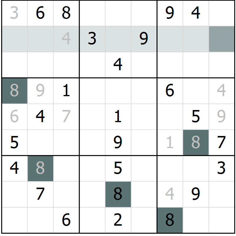 Position des candidats pour la solution de la Gr 84 page 87 du magazine de sudoku Extrême n° 042