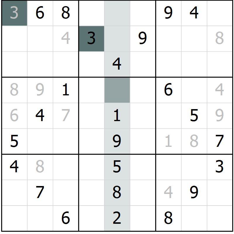 Position des candidats pour la solution de la Gr 84 page 87 du magazine de sudoku Extrême n° 042