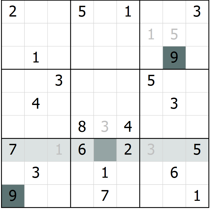 Position des candidats pour la solution de la Gr 9 page 12 du magazine de sudoku Extrême n° 042