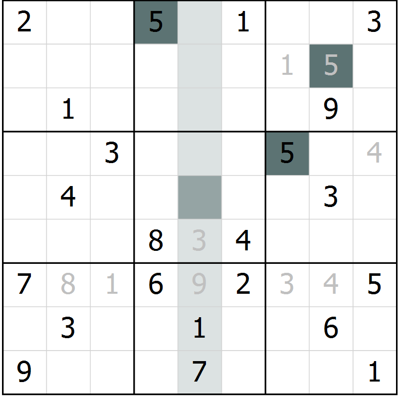 Position des candidats pour la solution de la Gr 9 page 12 du magazine de sudoku Extrême n° 042
