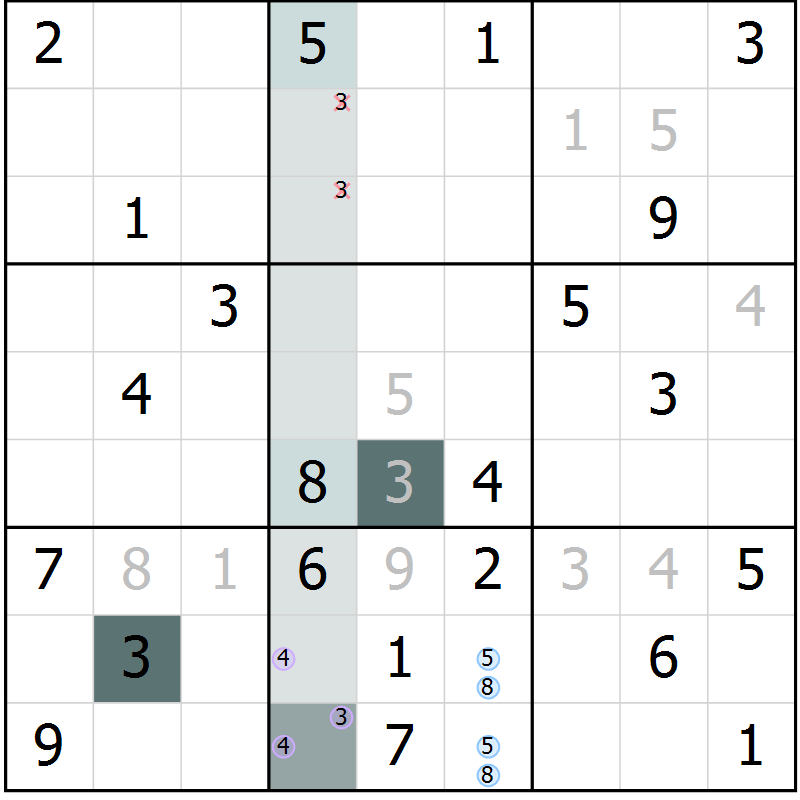 Position des candidats pour la solution de la Gr 9 page 12 du magazine de sudoku Extrême n° 042