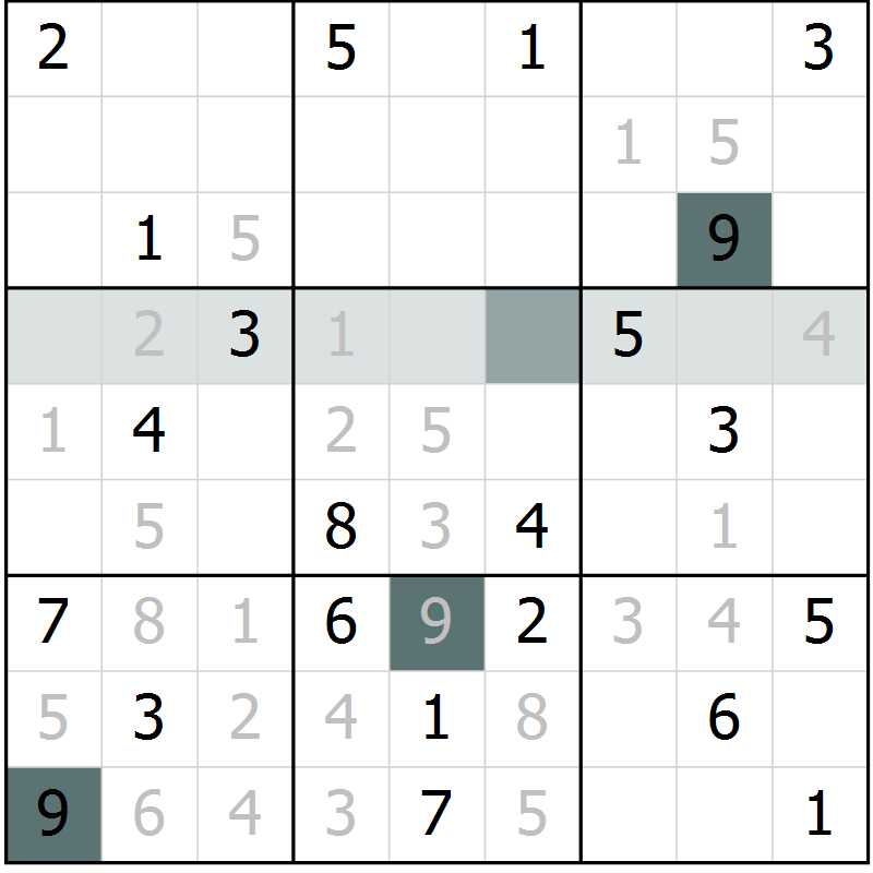 Position des candidats pour la solution de la Gr 9 page 12 du magazine de sudoku Extrême n° 042