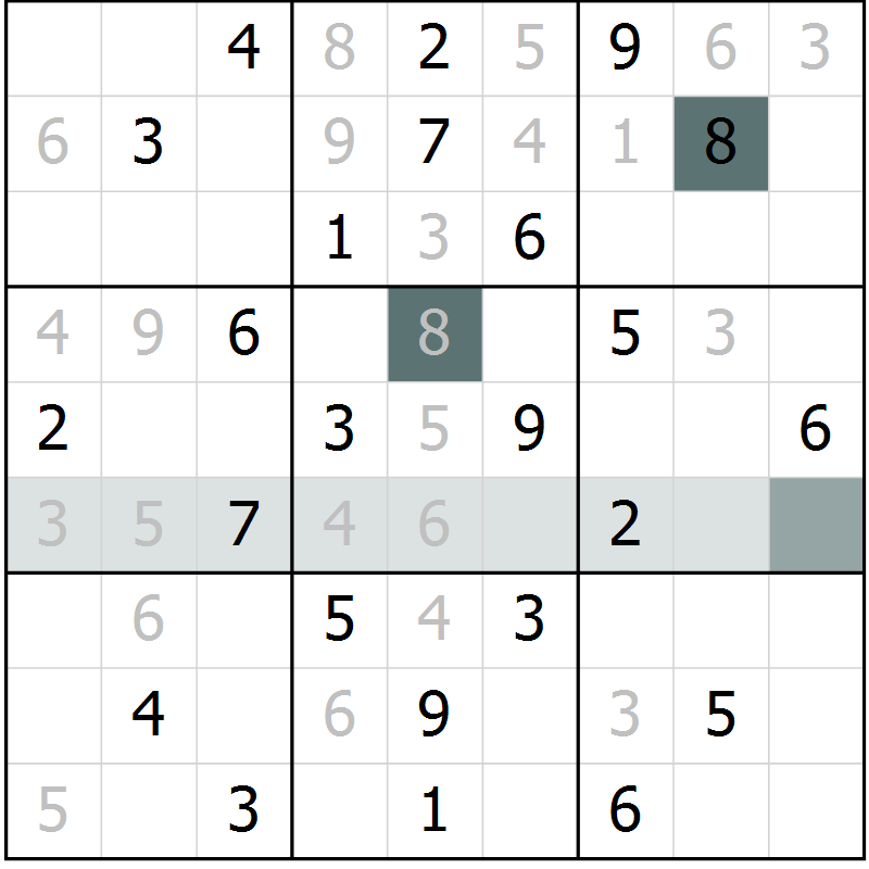 Position des candidats pour la solution de la Gr 1 page 3 du magazine de sudoku Success n° 007
