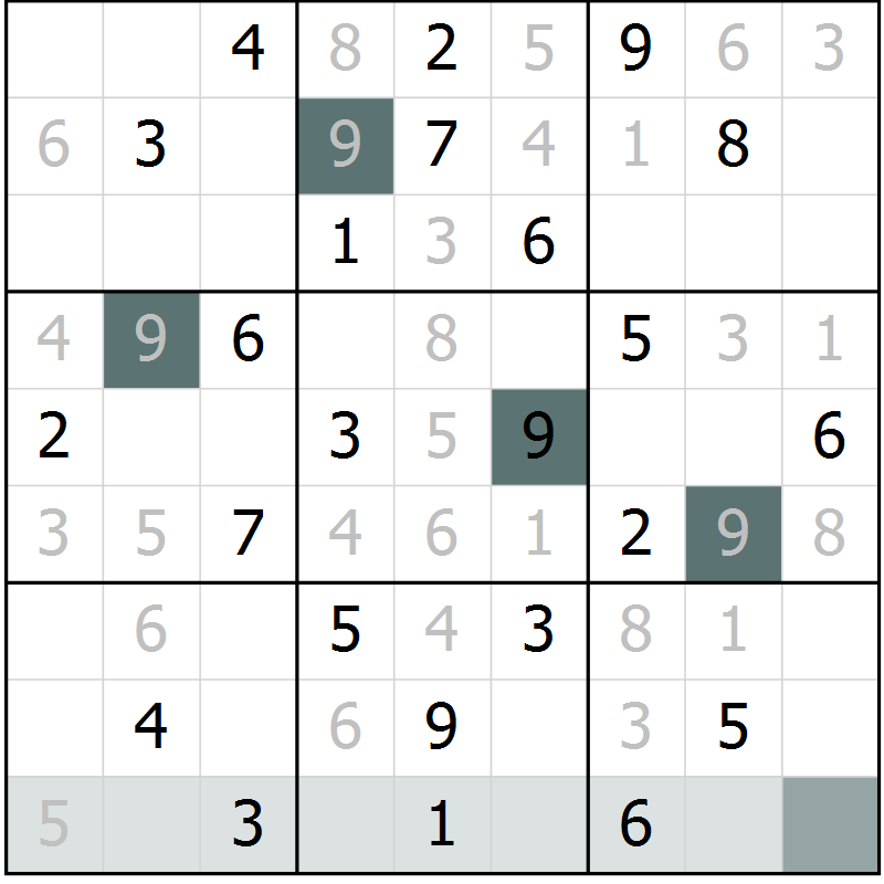 Position des candidats pour la solution de la Gr 1 page 3 du magazine de sudoku Success n° 007