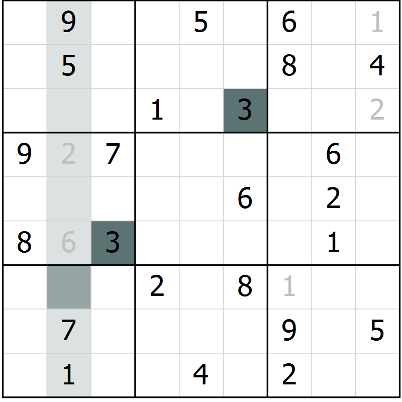 Position des candidats pour la solution de la Gr 10 page 12 du magazine de sudoku Success n° 007