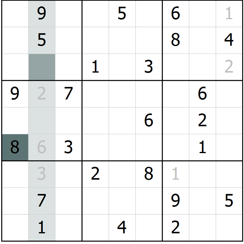Position des candidats pour la solution de la Gr 10 page 12 du magazine de sudoku Success n° 007