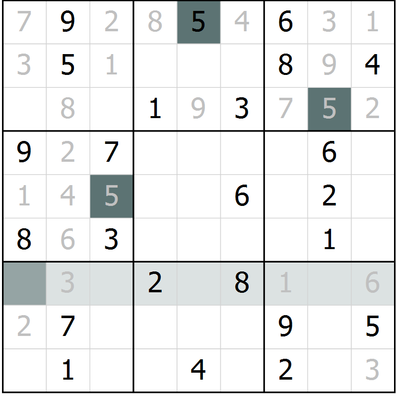 Position des candidats pour la solution de la Gr 10 page 12 du magazine de sudoku Success n° 007
