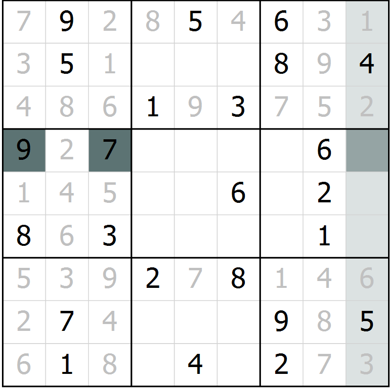 Position des candidats pour la solution de la Gr 10 page 12 du magazine de sudoku Success n° 007