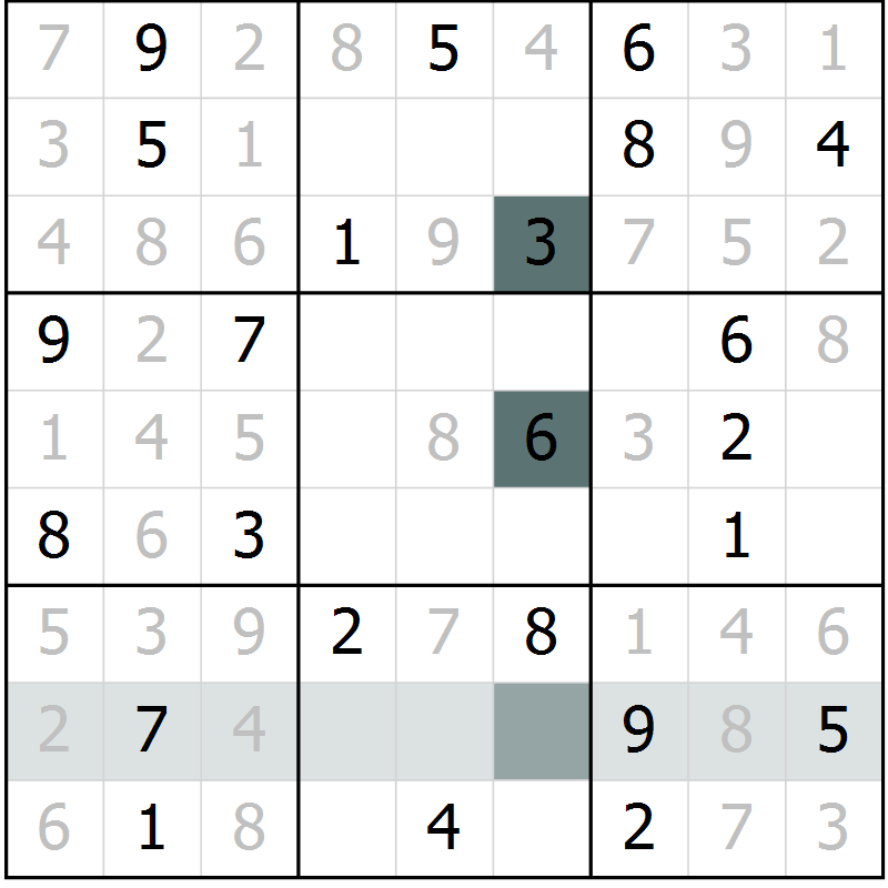 Position des candidats pour la solution de la Gr 10 page 12 du magazine de sudoku Success n° 007