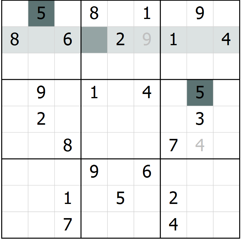 Position des candidats pour la solution de la Gr 12 page 14 du magazine de sudoku Success n° 007