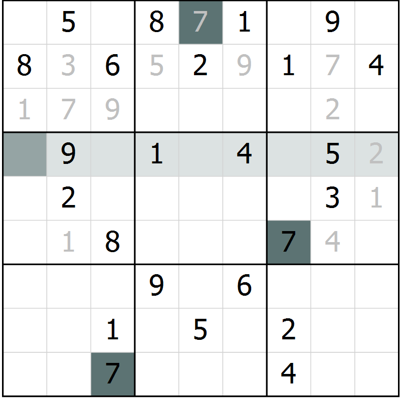 Position des candidats pour la solution de la Gr 12 page 14 du magazine de sudoku Success n° 007