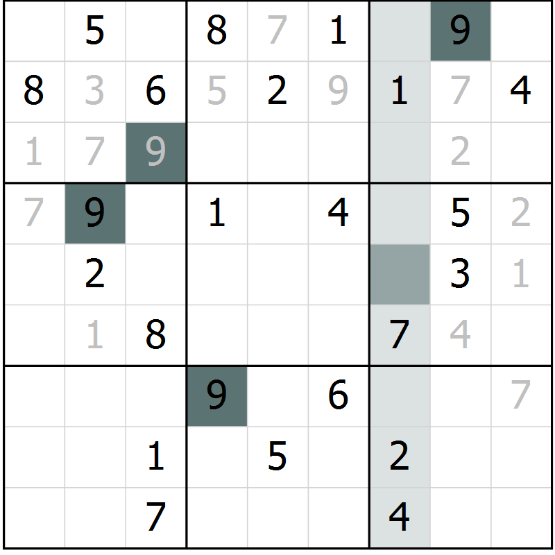 Position des candidats pour la solution de la Gr 12 page 14 du magazine de sudoku Success n° 007