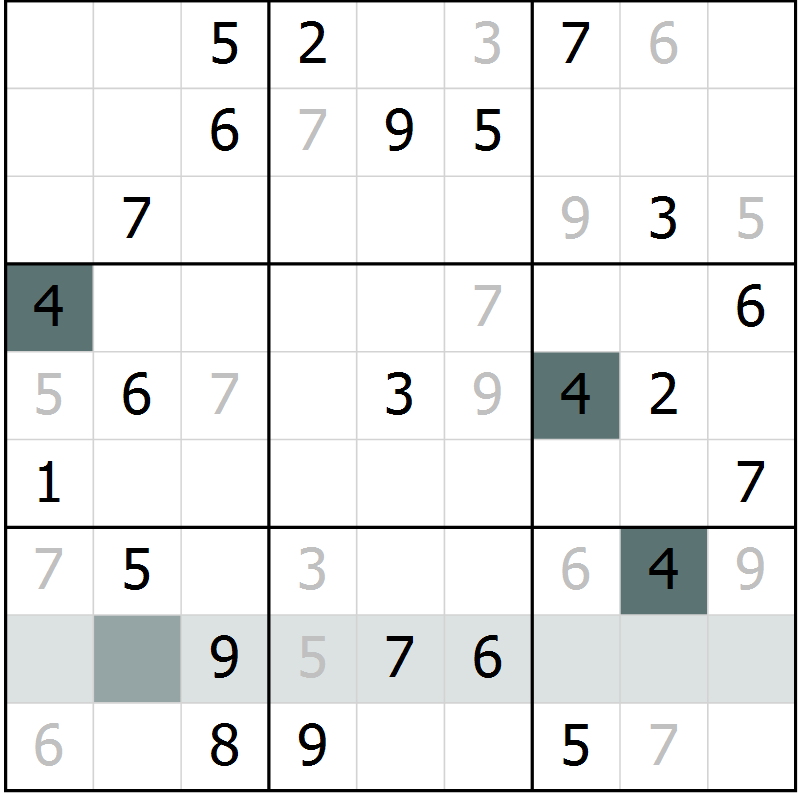Position des candidats pour la solution de la Gr 13 page 15 du magazine de sudoku Success n° 007